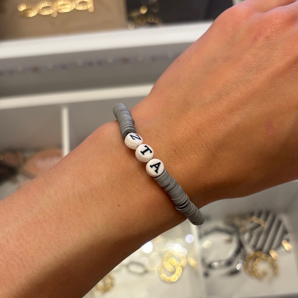 Zeta Tau Alpha Gray Beaded Bracelet
